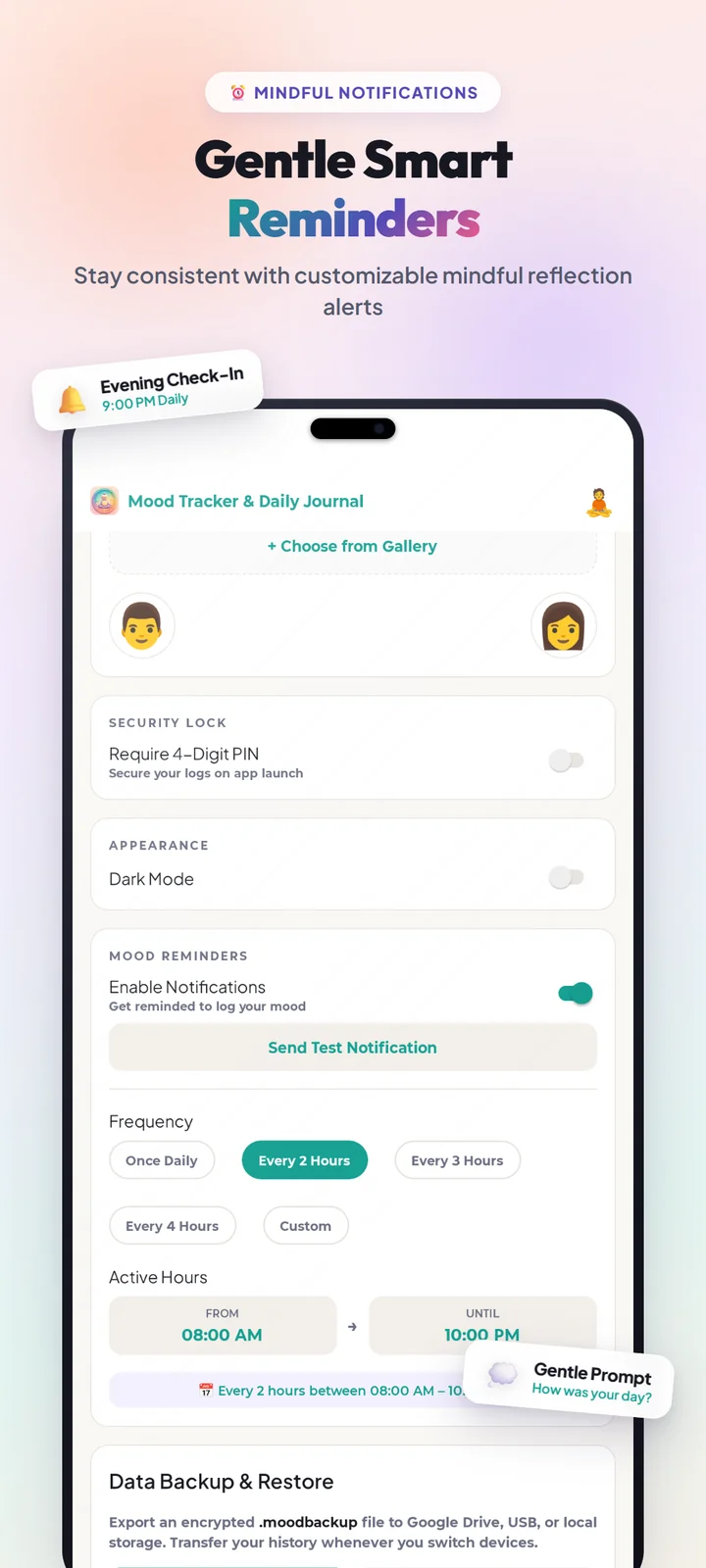 Stay consistent with customizable mindful reflection alerts
